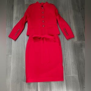 NWOT Military style suit - jacket w skirt sz 12 raspberry red, fully lined